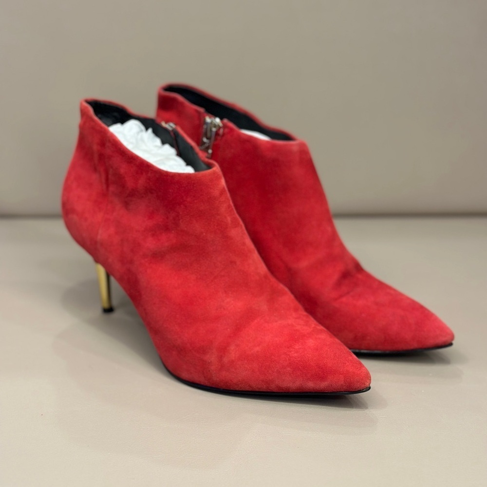 Brian Atwood Mcalester Red Suede Ankle Boots - Picture 5 of 9